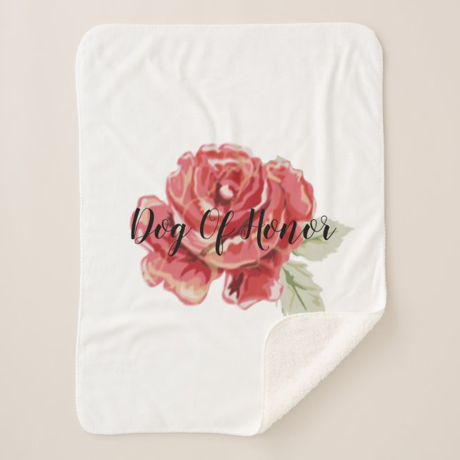 Manta Sherpa Impresión clásica de rosa rojo (Anverso)