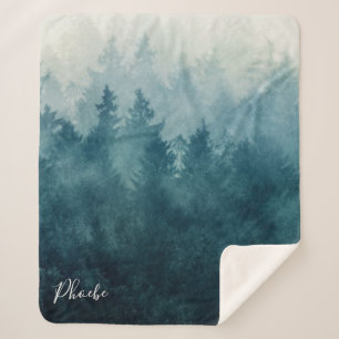 Manta Sherpa Impresión de bosques moderna personalizada