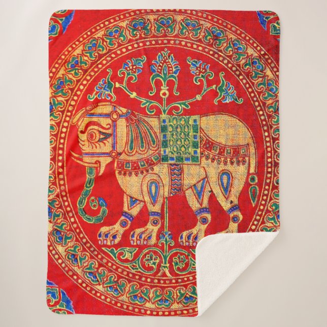 Manta Sherpa Impresión de elefantes del este de India (Anverso)