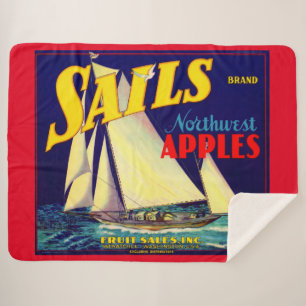 Manta Sherpa Impresión de etiquetas de Sails Northwest Apple de