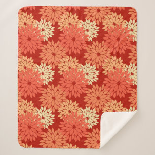 Manta Sherpa Impresión de kimono floral moderna, Naranja mandar