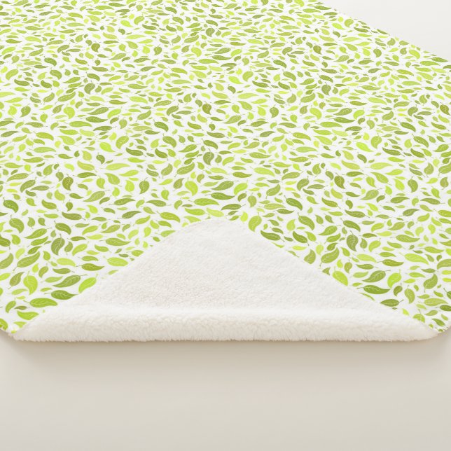 Manta Sherpa Impresión de la naturaleza de hojas verdes, patrón (3/4)