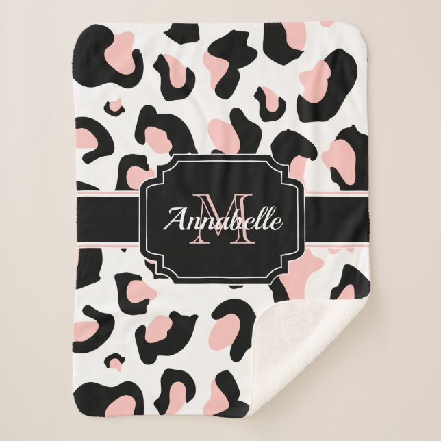 Manta Sherpa Impresión de leopardo rosa (Anverso)