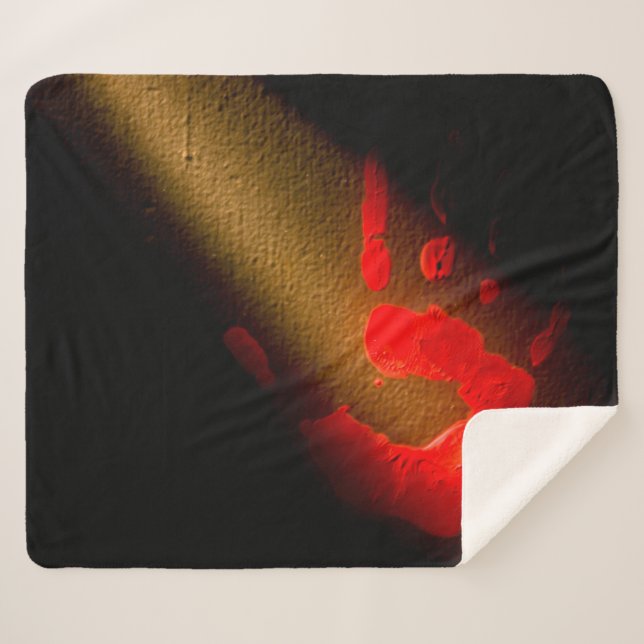 Manta Sherpa Impresión de mano roja (Anverso (horizontal))