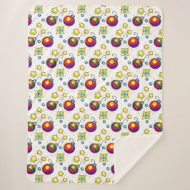 Manta Sherpa Impresión De Ornamentos Y Estrellas De Navidad