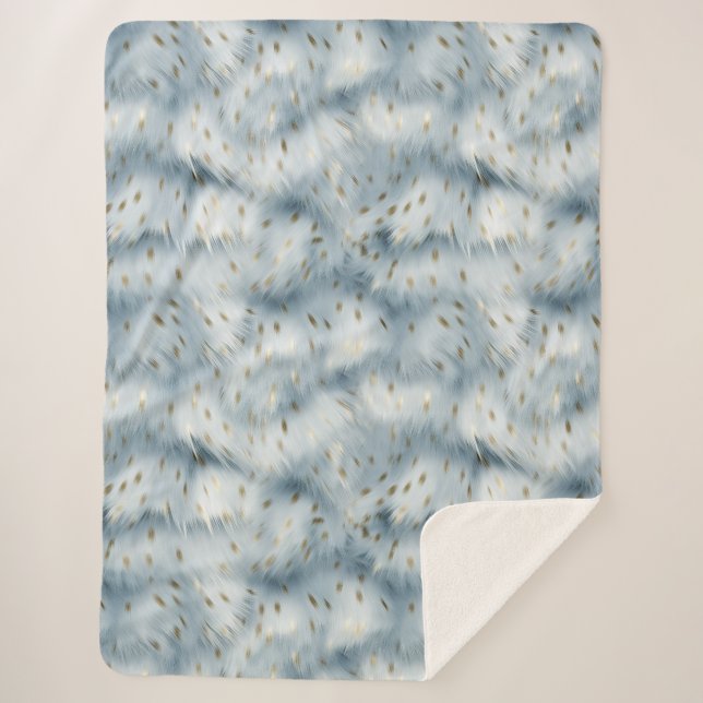 Manta Sherpa Impresión de oro azul (Anverso)