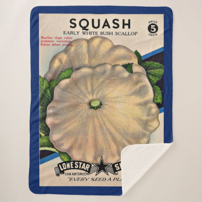 Manta Sherpa Impresión de squash blanco sobre paquetes de semil (Anverso)