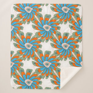 Manta Sherpa Impresión de Textil Abstracto Floral en Raster