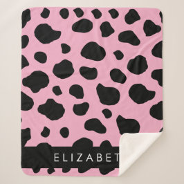 Manta Sherpa Impresión de vaca, puntos de vaca, vaca rosa, nomb