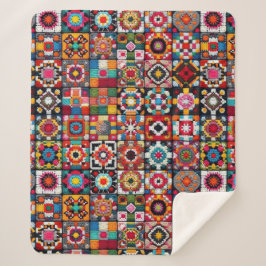 Manta Sherpa Impresión en blanco de patrón de crochet de cuadra