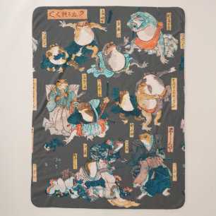 Manta Sherpa Impresión en madera de rana japonesa Kuniyoshi Uki