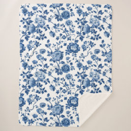 Manta Sherpa Impresión floral botánica francesa