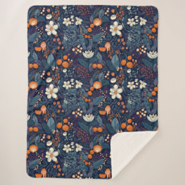 Manta Sherpa Impresión floral escandinava
