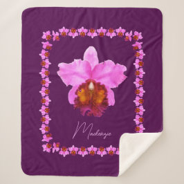 Manta Sherpa Impresión personalizada de Cattleya Orchid