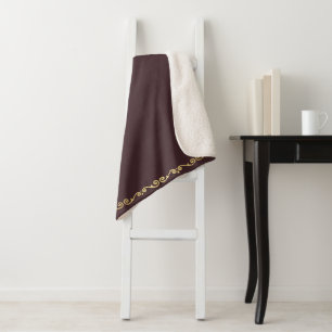 Manta Sherpa Impresión Sherpa Blanket-Large-Brown & Gold Scroll