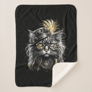 Manta Sherpa Impresionante gato steampunk