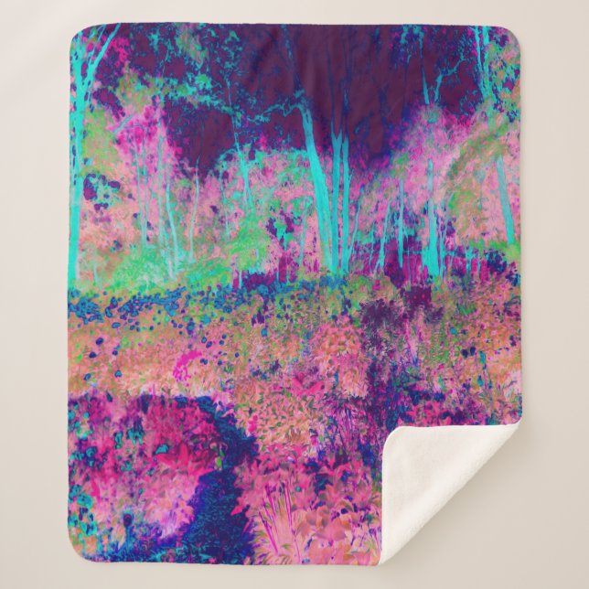 Manta Sherpa Impresionante paisaje morado y rosa caliente (Anverso)