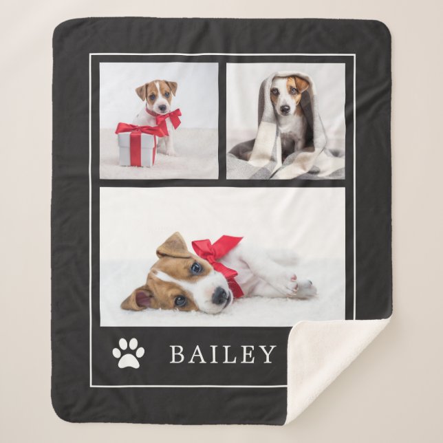 Manta Sherpa Imprimir trazo | Perro o cachorro multifotoMascota (Anverso)