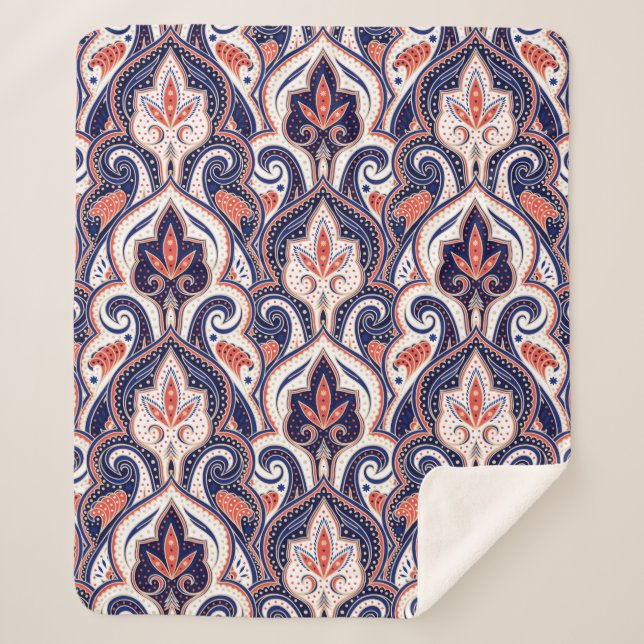 Manta Sherpa Indian paisley pattern seamless. Persian arabesque (Anverso)