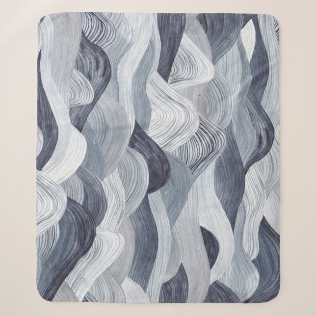 Manta Sherpa Indigo Watercolor Wave Seamless (Anverso)
