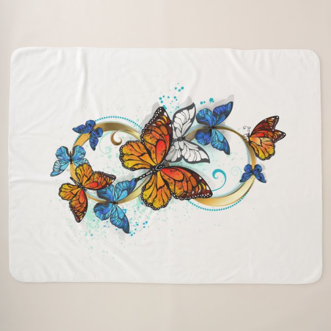 Manta Sherpa Infinidad de mariposas monarca (Anverso (horizontal))