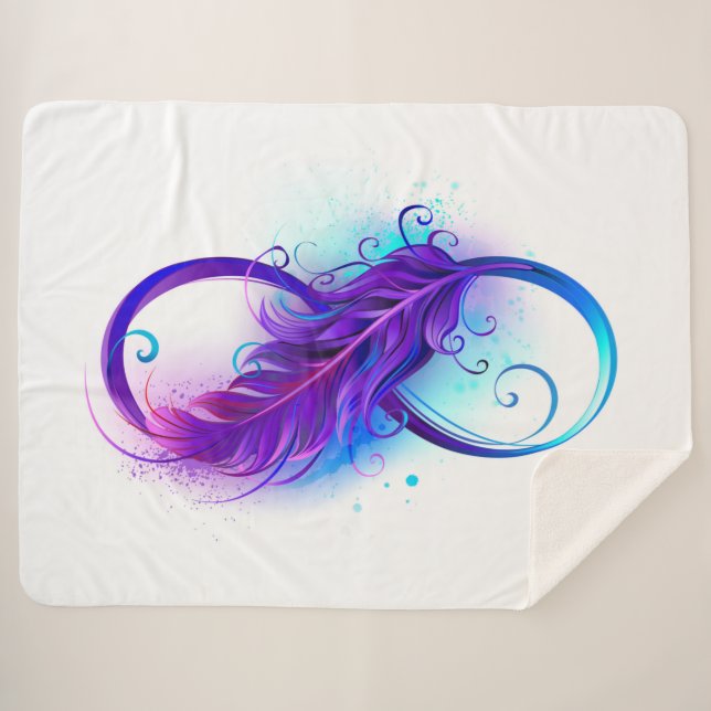 Manta Sherpa Infinito con plumas púrpura (Anverso (horizontal))