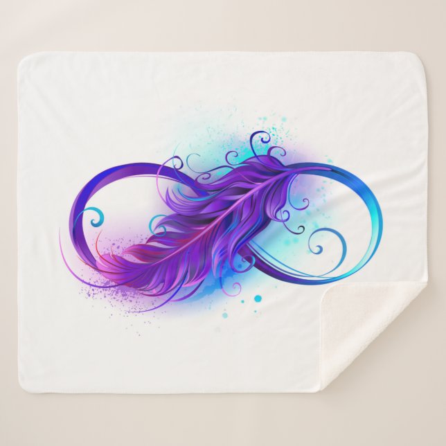 Manta Sherpa Infinito con plumas púrpura (Anverso (horizontal))