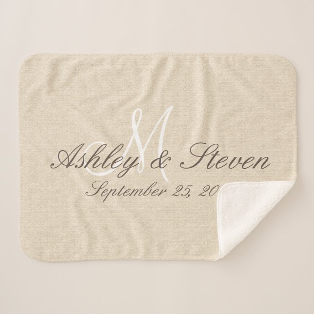 Manta Sherpa Inicial | Rústica apariencia de línea (Anverso (horizontal))