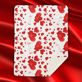 Manta Sherpa Iniciales Infinitos del Corazón Rojo Monograma sob