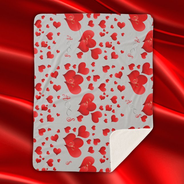 Manta Sherpa Iniciales Infinitos del Corazón Rojo Monograma sob (Subido por el creador)