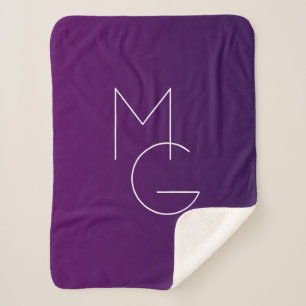 Manta Sherpa Iniciales Modern 2 Morado Profundo Suelo Ombre