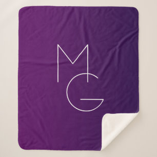 Manta Sherpa Iniciales Modern 2   Morado Profundo Suelo Ombre