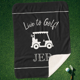 Manta Sherpa Iniciales Monogramadas de Carrito de Golfista Negr
