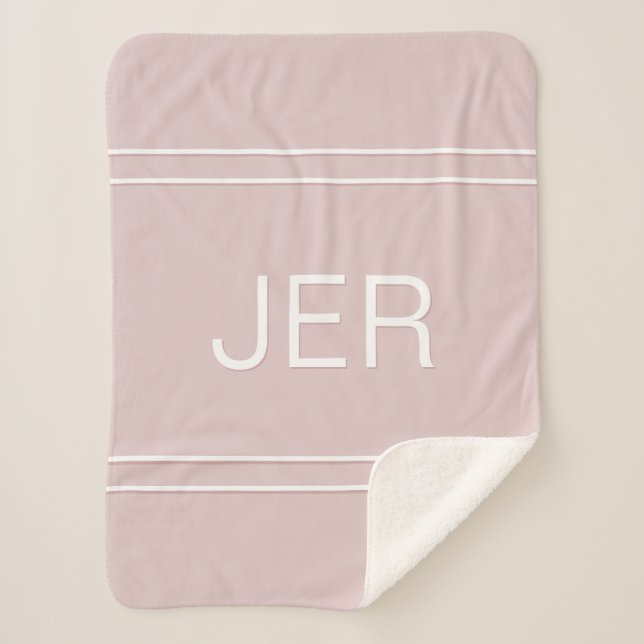 Manta Sherpa Iniciales Personalizadas Modernas Chic Rosa (Anverso)