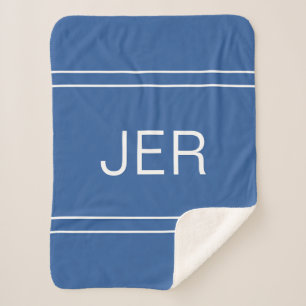 Manta Sherpa Iniciales Personalizadas Modernas Monograma Azul T