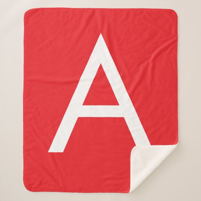 Manta Sherpa Initial Letter Monogram Red White Plain Modern (Anverso)