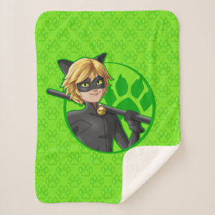 Manta Sherpa Insignia verde Cat Noir