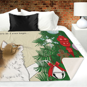 Manta Sherpa Inspección del árbol de Navidad Gato Calico Divert