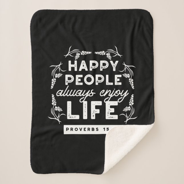 Manta Sherpa Inspirational Christian Quote from Proverbs 15:15 (Anverso)