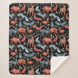 Manta Sherpa  Intricate woodland animals pattern