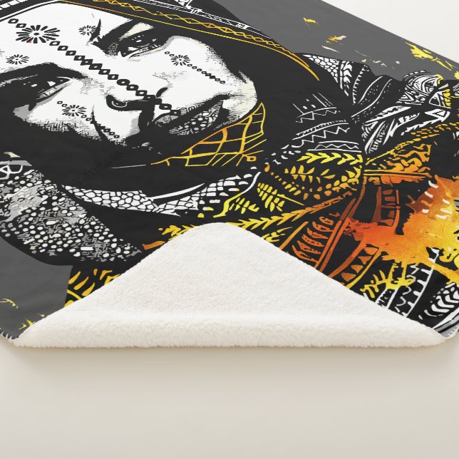 Manta Sherpa Intrincado retrato de mujer tribal (3/4)