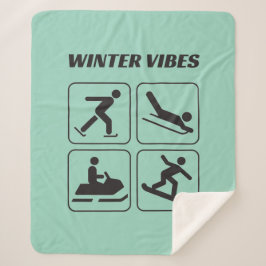 Manta Sherpa invierno vibes deportes divertido icono Sherpa Bla