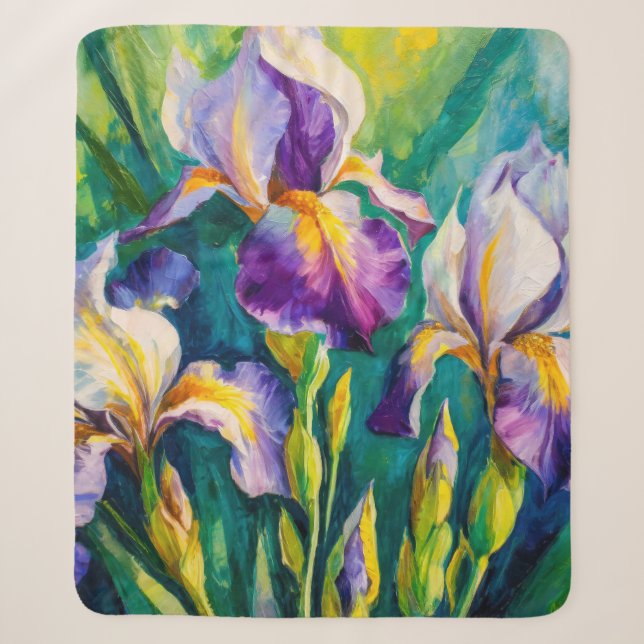 Manta Sherpa Iris Floral (Anverso)