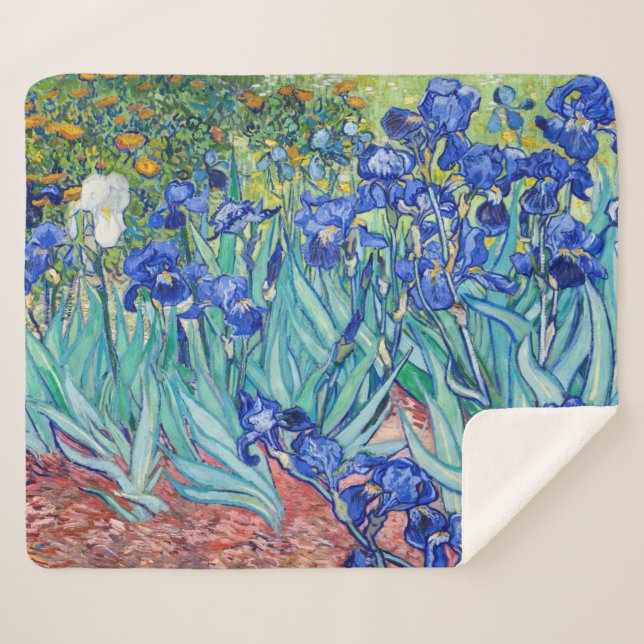 Manta Sherpa Irises Vincent van Gogh (Anverso (horizontal))