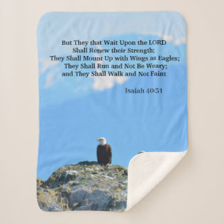 Manta Sherpa Isaías 40:31 Escritura de águila Sherpa Blanket