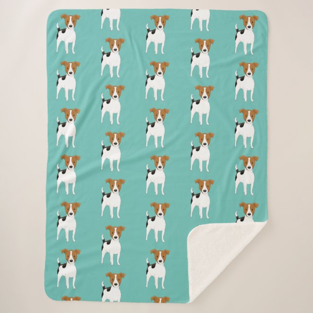 Manta Sherpa Jack Russell Terrier Pattern Aqua (Anverso)