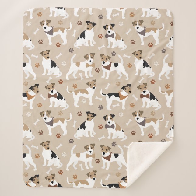 Manta Sherpa Jack Russell Terrier Paws and Bones (Anverso)