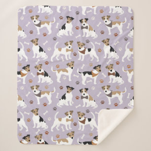Manta Sherpa Jack Russell Terrier Paws and Bones Sherpa Blanket