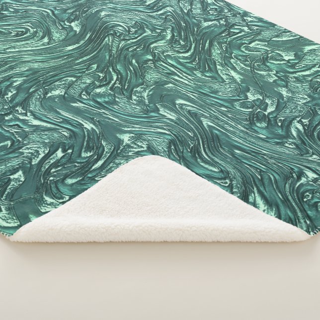 Manta Sherpa Jade texturizado y tonos verdes de cisne (3/4)