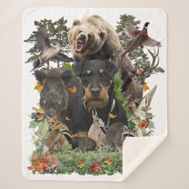 Manta Sherpa Jagdterrier, poste de tapiz del territorio de caza (Anverso)